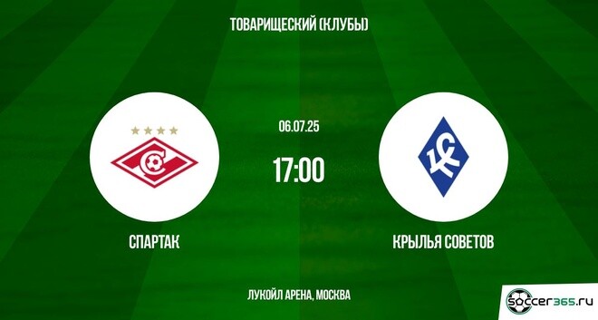 Спартак М - Крылья Советов (Товарищеские матчи (клубы) - 2025. 06.07.2025) на русском языке