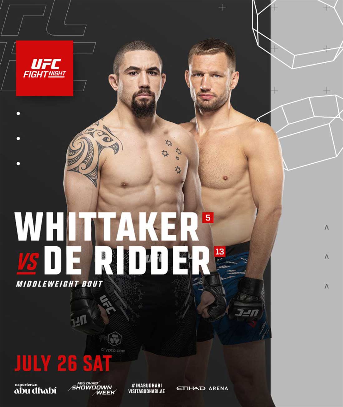 Роберт Уиттакер - Ренье де Риддер (UFC Abu Dhabi / UFC on ABC 9. 26.07.2025) 2 смотреть онлайн