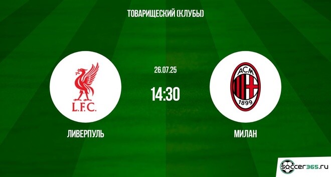 Видео Ливерпуль - Милан (Товарищеский матч клубы - 2025. 26.07.2025) фильм смотреть
