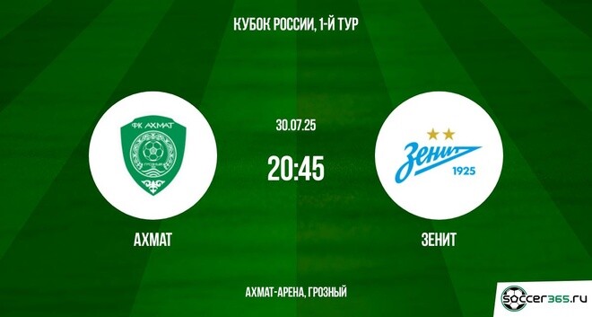 Ахмат - Зенит (Fonbet Кубок России. 1-й тур. 30.07.2025) 2 без подписки