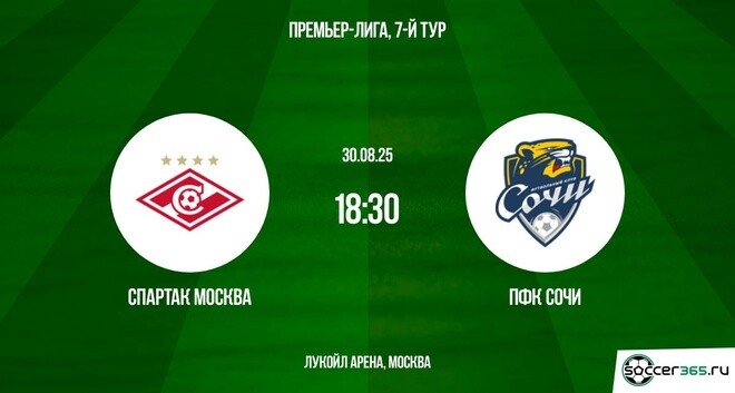 Фильм Спартак М - Сочи (РПЛ, 7-й тур. 30.08.2025) где снимался