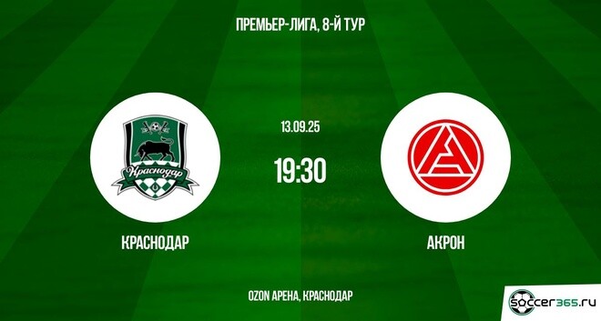 Краснодар - Акрон(РПЛ. 8-й тур. 13.09.2025) смотреть онлайн бесплатно лорд фильм