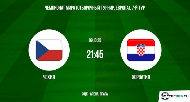 Чехия - Хорватия ЧМ-2026 Европа 09.10.2025 2 кто играет