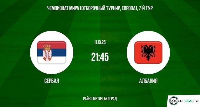 Сербия - Албания 11.10.2025. ЧМ-2026 онлайн бесплатно лорд