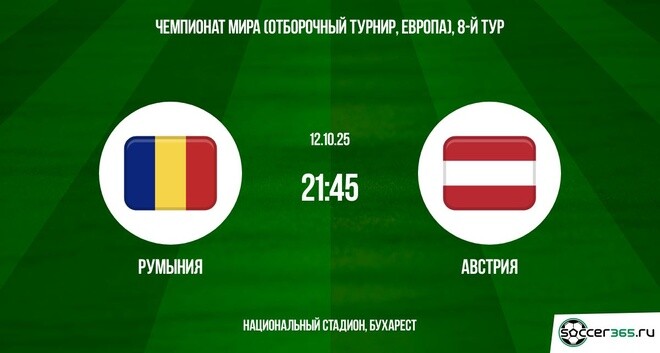 Смотреть Румыния - Австрия 12.10.2025 ЧМ-2026 2 лордфильм