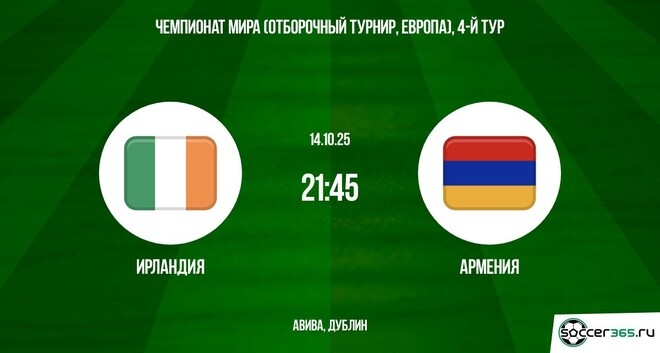 Смотреть фильм Ирландия - Армения 14.10.2025 ЧМ-2026 без регистрации