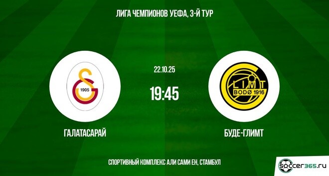 Галатасарай - Будё-Глимт 22.10.2025 Лига чемпионов 2 полностью