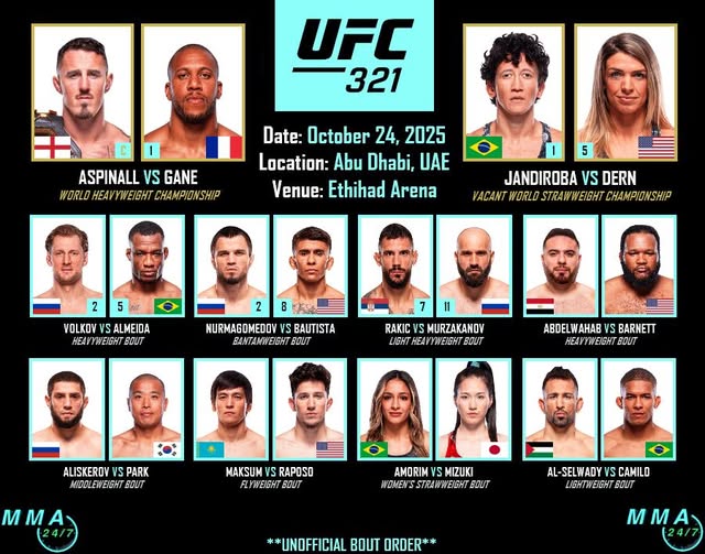 UFC 321: прямая трансляция (25.10.2025) 2 смотреть онлайн лордфильм