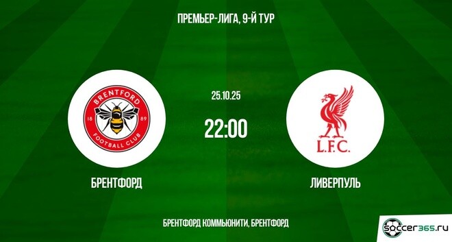 Смотреть фильм Брентфорд - Ливерпуль 25.10.2025 АПЛ бесплатно