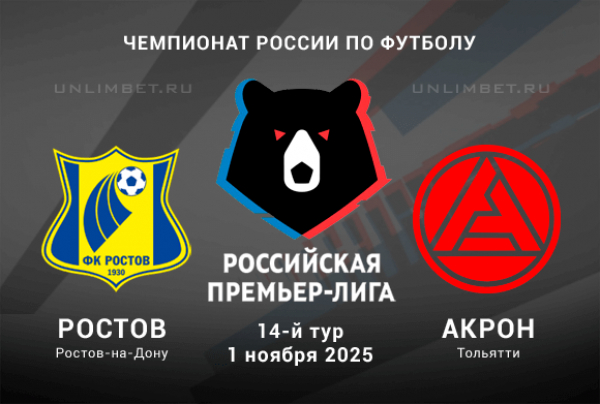 Смотреть кино Ростов - Акрон 01.11.2025 РПЛ 2