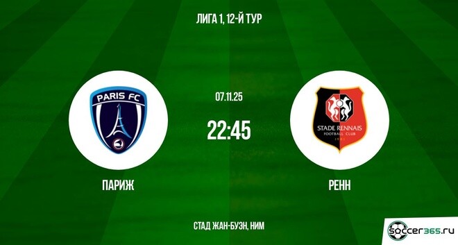 Париж - Ренн 07.11.2025 Лига 1 2 саундтрек
