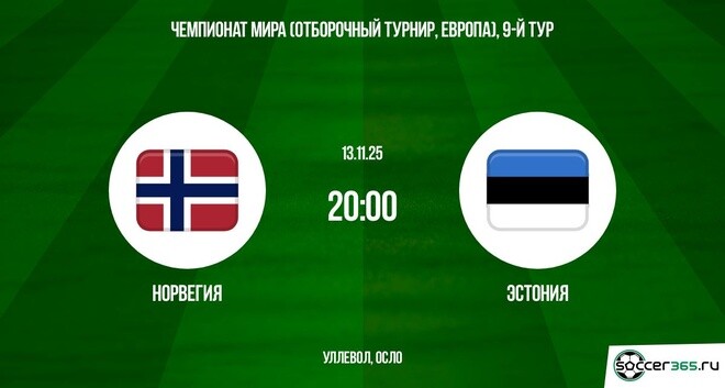 Видео Норвегия - Эстония 13.11.2025 ЧМ-2026 фильм смотреть