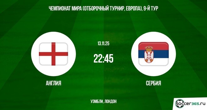 Фильм Англия - Сербия 13.11.2025 ЧМ-2026 где снимался