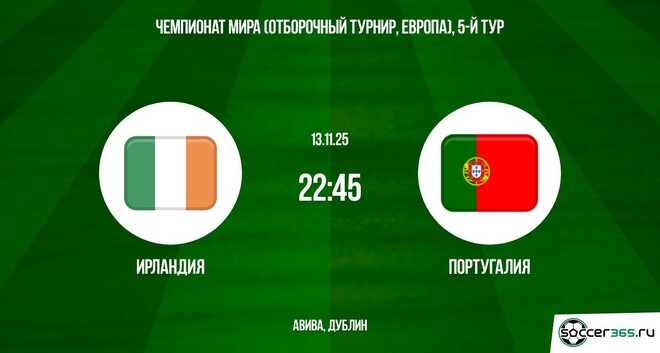 Ирландия - Португалия 13.11.2025 ЧМ-2026 2 смотреть онлайн лордфильм