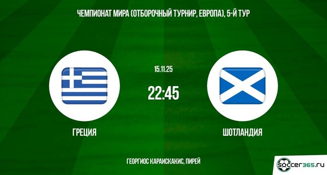 Греция - Шотландия 15.11.2025 ЧМ-2026 2 полный фильм