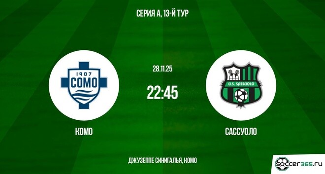 Смотреть фильм Комо - Сассуоло 28.11.2025 Серия А 2 на окко
