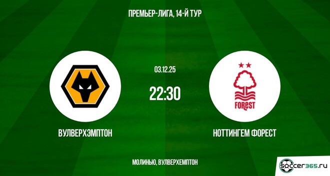Смотреть кино Вулверхэмптон - Ноттингем 03.12.2025 АПЛ 2