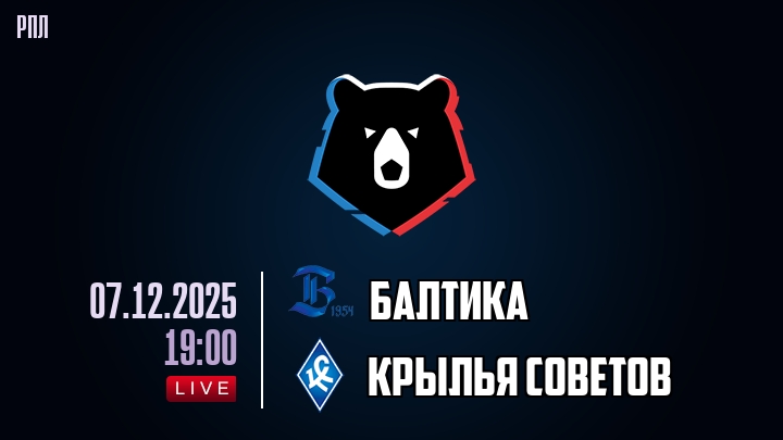 Балтика - Крылья Советов 07.12.2025 РПЛ фильм видео