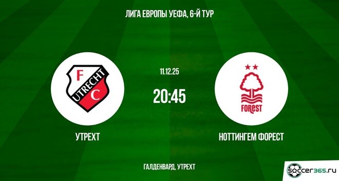 Утрехт - Ноттингем Форест 11.12.2025 Лига Европы фильм видео смотреть бесплатно