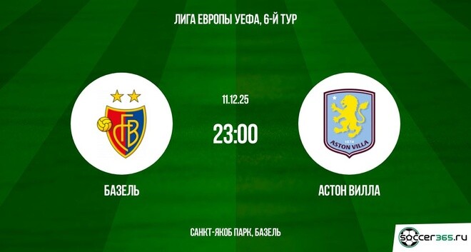 Смотреть фильм Базель - Астон Вилла 11.12.2025 Лига Европы бесплатно