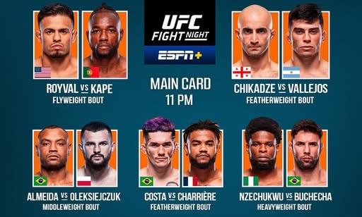 Где посмотреть UFC Vegas 112 / UFC on ESPN 73: Прямая трансляция (14.12.2025) 2 бесплатно
