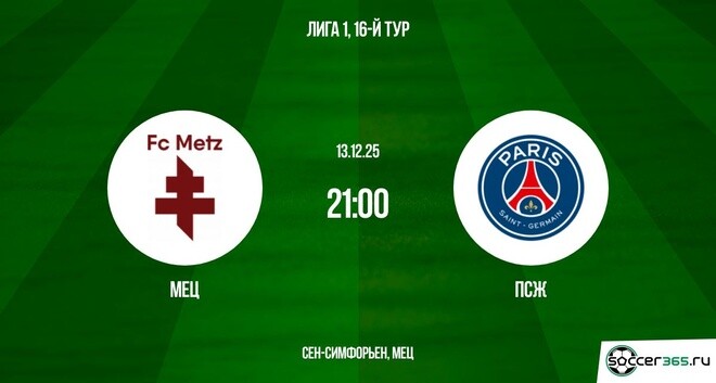 Мец - ПСЖ 13.12.2025 Лига 1 2 смотреть онлайн лордфильм