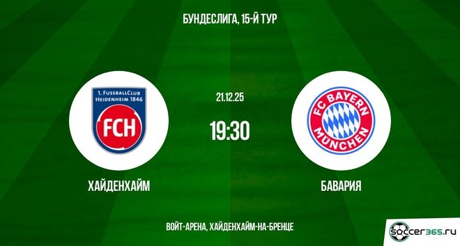 Хайденхайм - Бавария 21.12.2025 Бундеслига иви