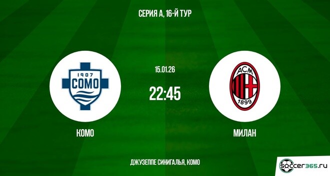 Смотреть Комо - Милан 15.01.2026 2 на русском онлайн