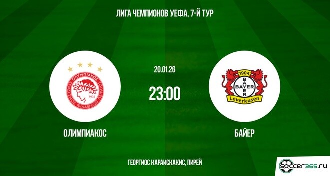 Олимпиакос - Байер 20.01.2026 2 онлайн бесплатно лордфильм
