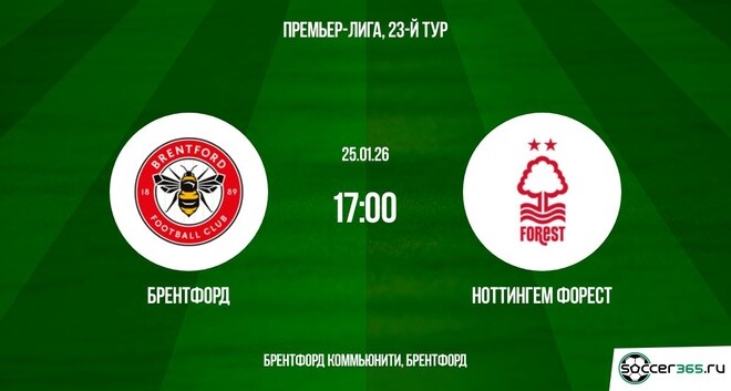 Брентфорд - Ноттингем 25.01.2026 бесплатно