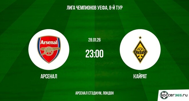 Фильм Арсенал - Кайрат 28.01.2026 (Лига чемпионов) 4k