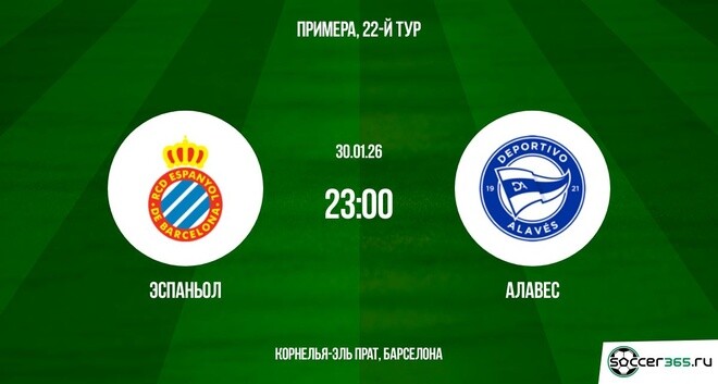 Эспаньол - Алавес 30.01.2026 посмотреть бесплатно