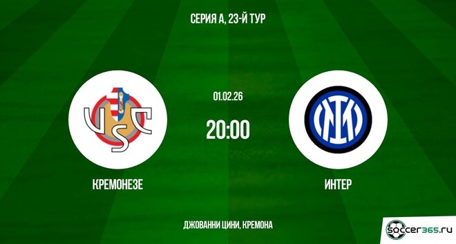 Кремонезе - Интер М 01.02.2026 фильм онлайн бесплатно