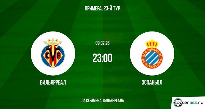 Вильярреал - Эспаньол 09.02.2026 смотреть