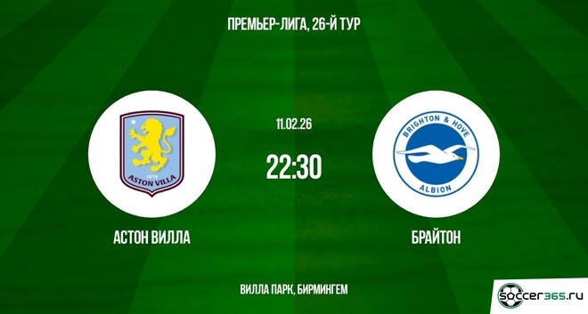 Смотреть фильм Астон Вилла - Брайтон 11.02.2026 на кинопоиске
