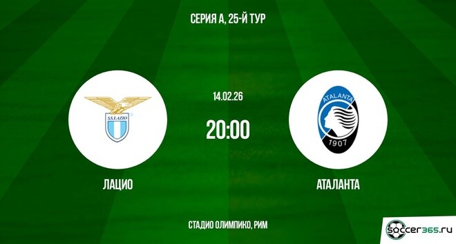 Лацио - Аталанта 14.02.2026 смотреть на русском