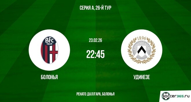 Болонья - Удинезе 23.02.2026 2 фильм видео