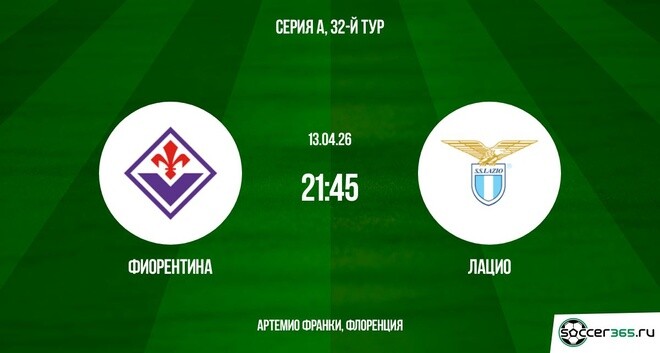 Фиорентина - Лацио 13.04.2026 2 онлайн бесплатно лорд