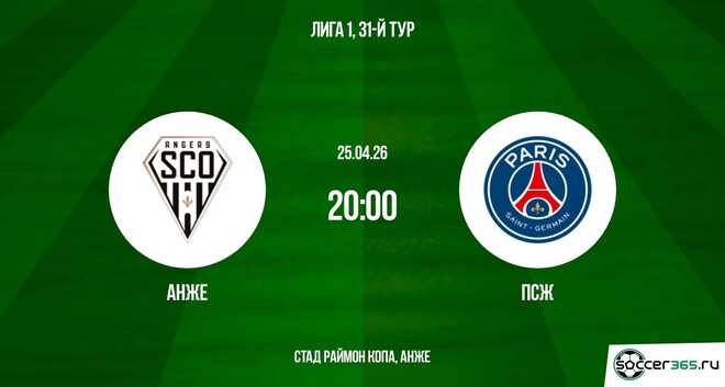 Анже - ПСЖ 25.04. (2026) смотреть онлайн бесплатно