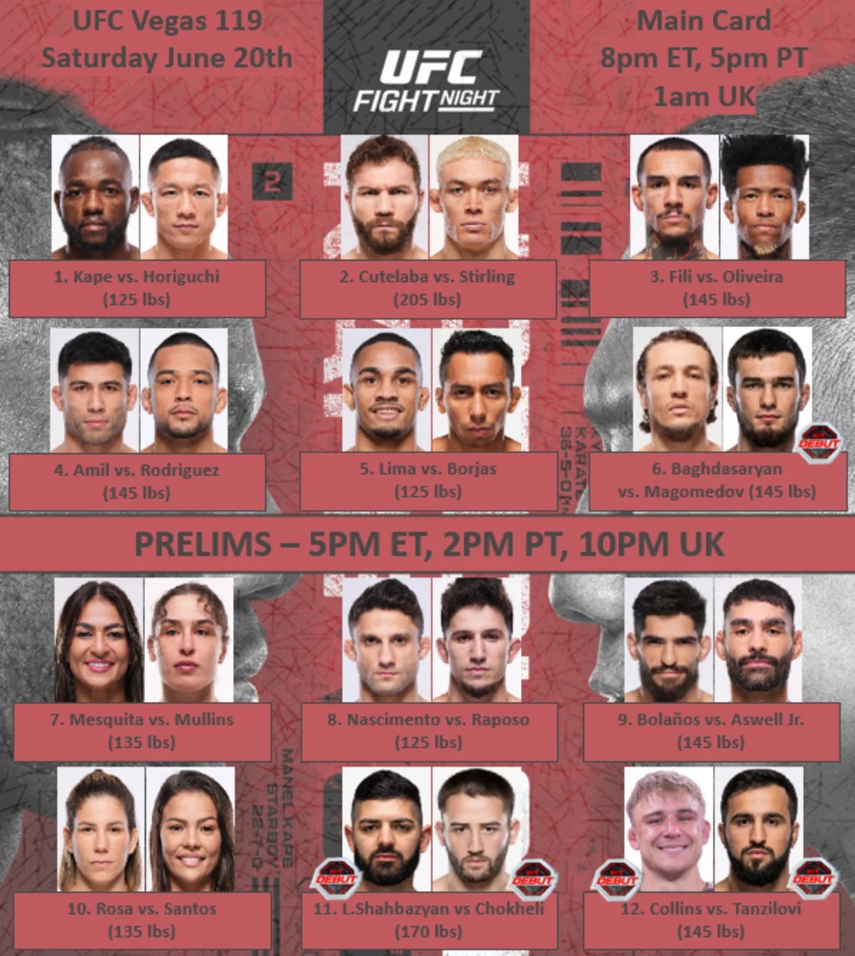 Мега! UFC Vegas 119: Прямая трансляция (21.06.2026) — смотреть сериал