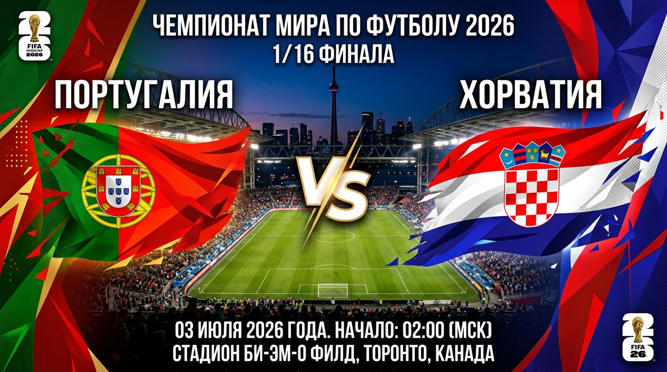 Португалия - Хорватия 03.07.2026 (ЧМ-2026, 1 смотреть бесплатно без регистрации